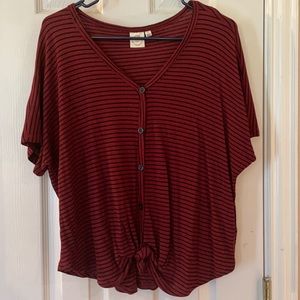 Button Down Tie Front Top